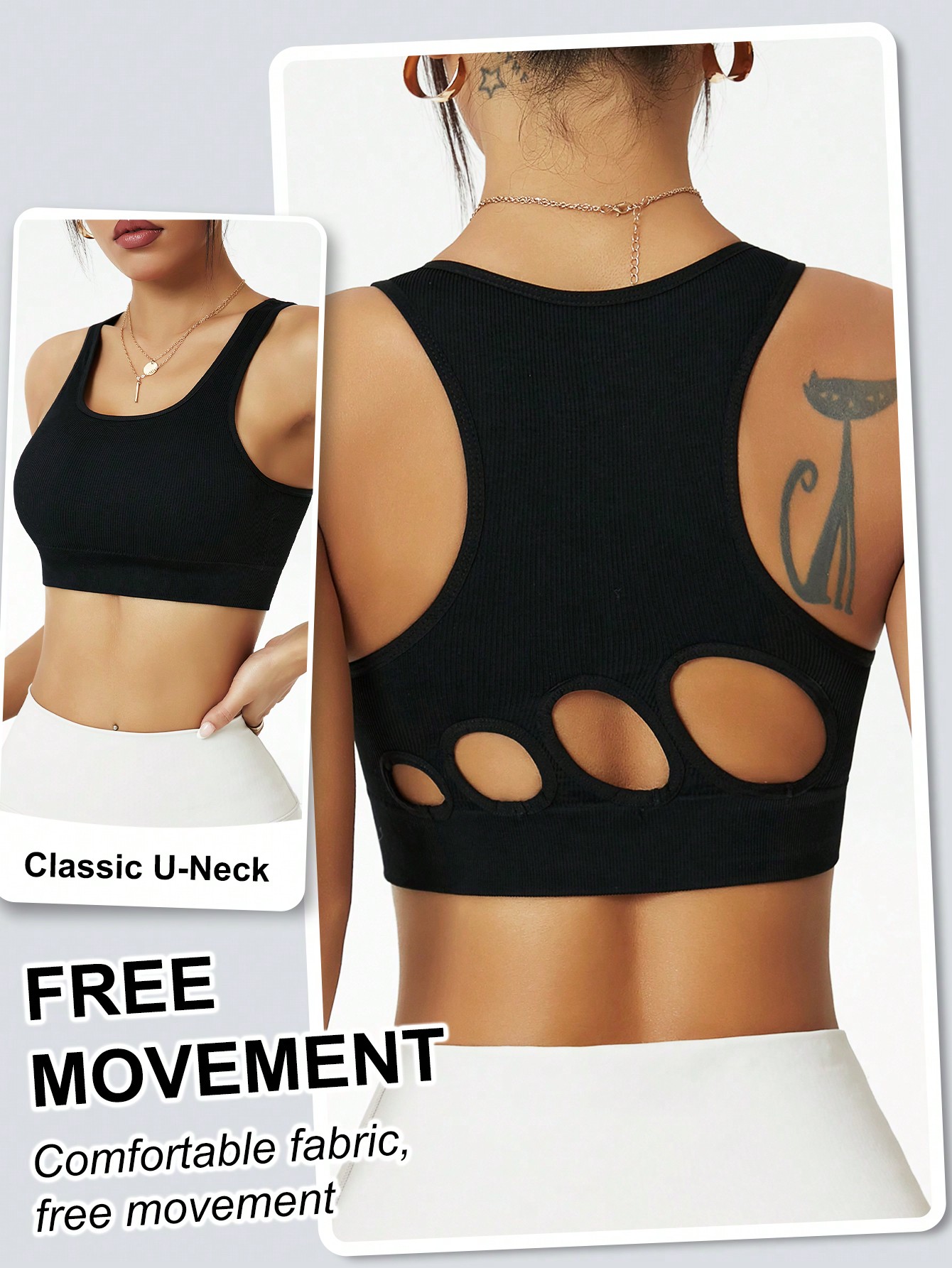 Seamless Ribbed Workout Tank Top - Reggiseno Sportivo da Donna Senza Cuciture