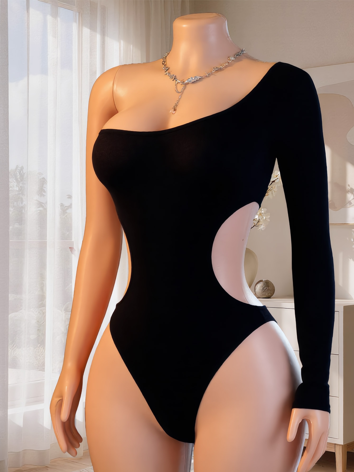 Lingerie - Body da donna monospalla a maniche