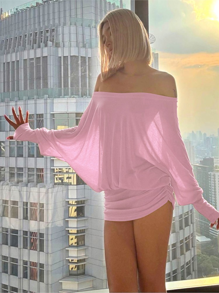 Sexy Mesh Sheer Bodycon Dress - New Fashion Off Spalla Sheer Mini