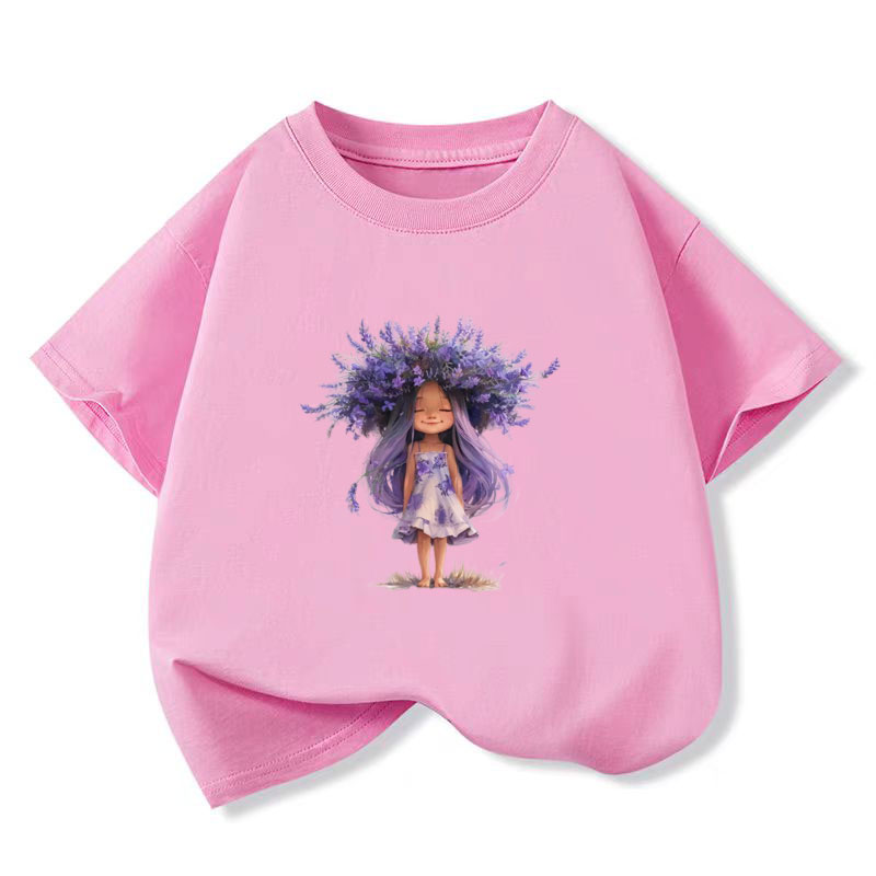 Y2K Graphic Baby Tee Crop - Nuovo Y2K Top Lavanda ragazza Stampa