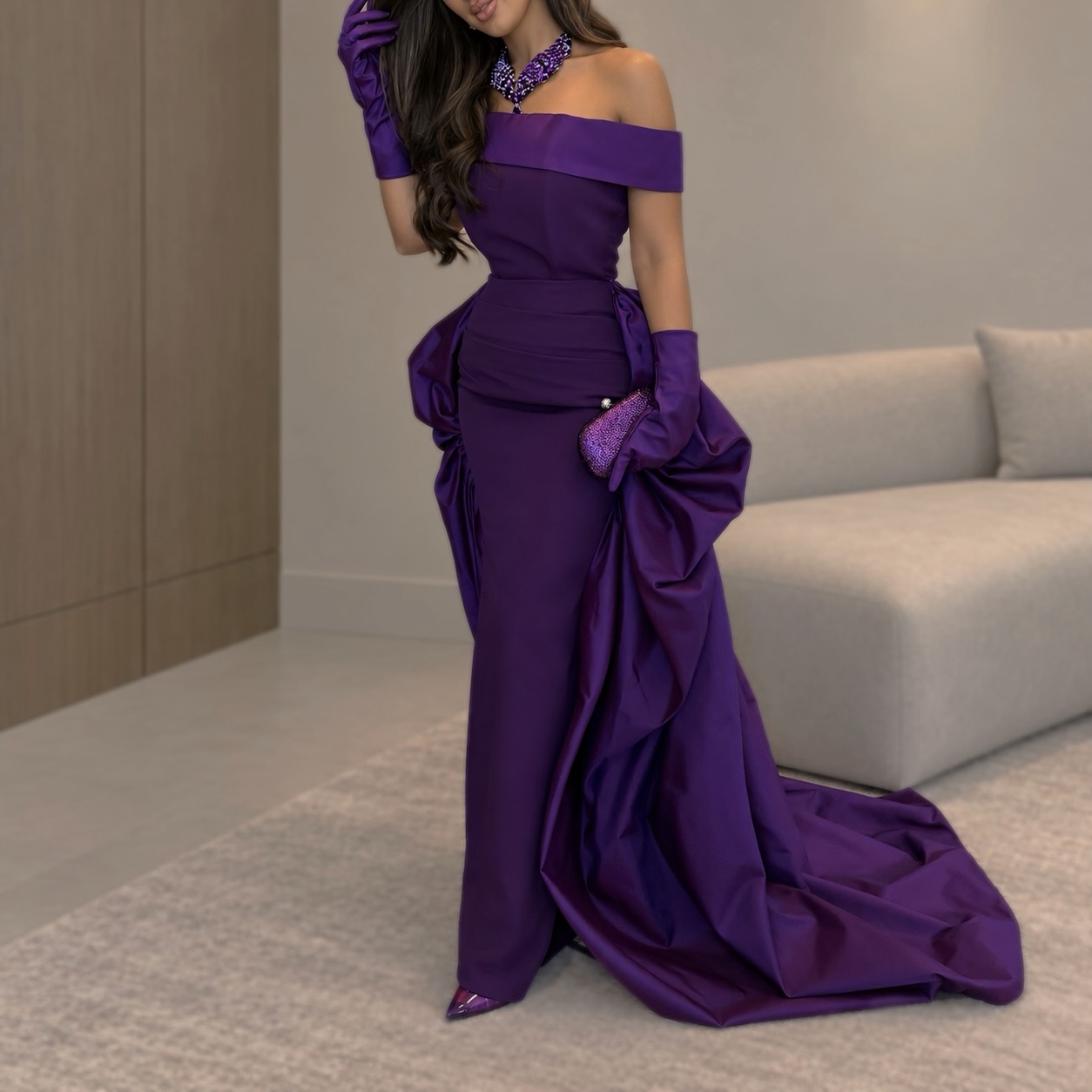 Elegant Satin Evening Gown Split - Abiti da sera in raso personalizzati,