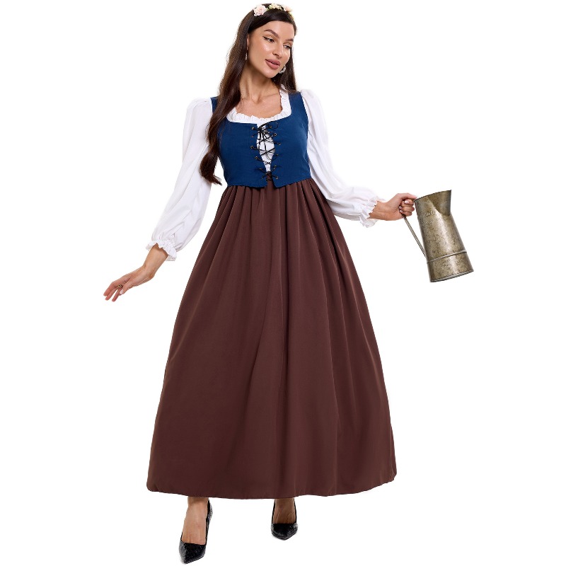 Tops - Costume da contadina vintage da donna,