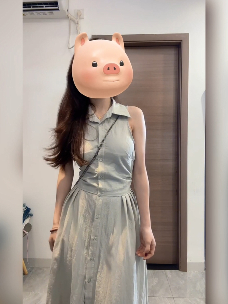 Korean Style A Line Shirt Dress - Abito camicia senza maniche XZY Chic