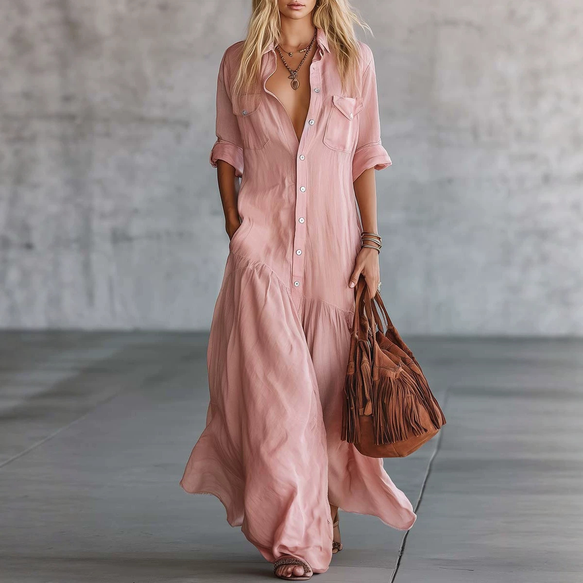 Abito Camicia Lungo Estivo da  - Casual Loose Linen Shirt Dress recensione e prezzo