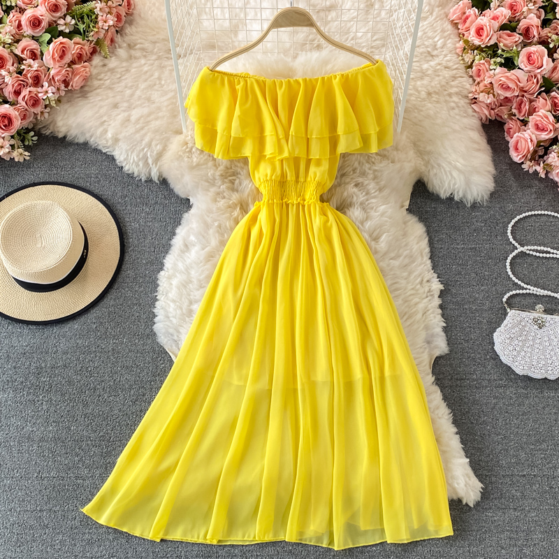 Abito da spiaggia da donna gia - Off Shoulder Puff Sleeve Sundress recensione e prezzo