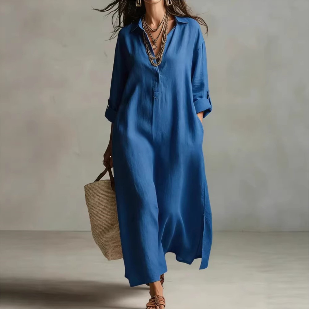 Abito chemisier lungo da donna - Casual Loose Linen Shirt Dress recensione e prezzo