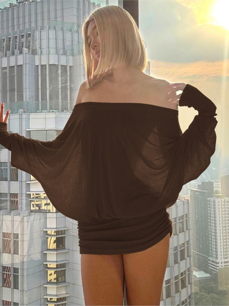 New Fashion Off Spalla Sheer M - Sexy Mesh Sheer Bodycon Dress recensione e prezzo