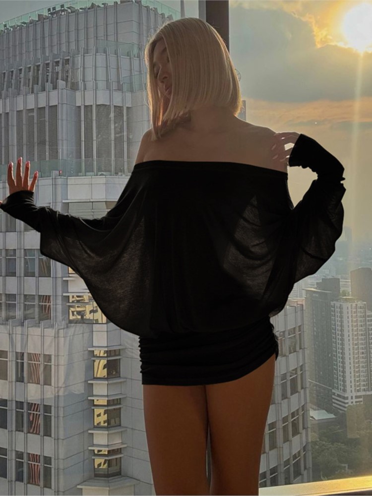 New Fashion Off Spalla Sheer M - Sexy Mesh Sheer Bodycon Dress recensione e prezzo