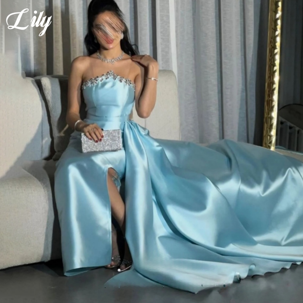 Abito formale elegante blu gig - Elegant Satin Evening Gown Split recensione e prezzo