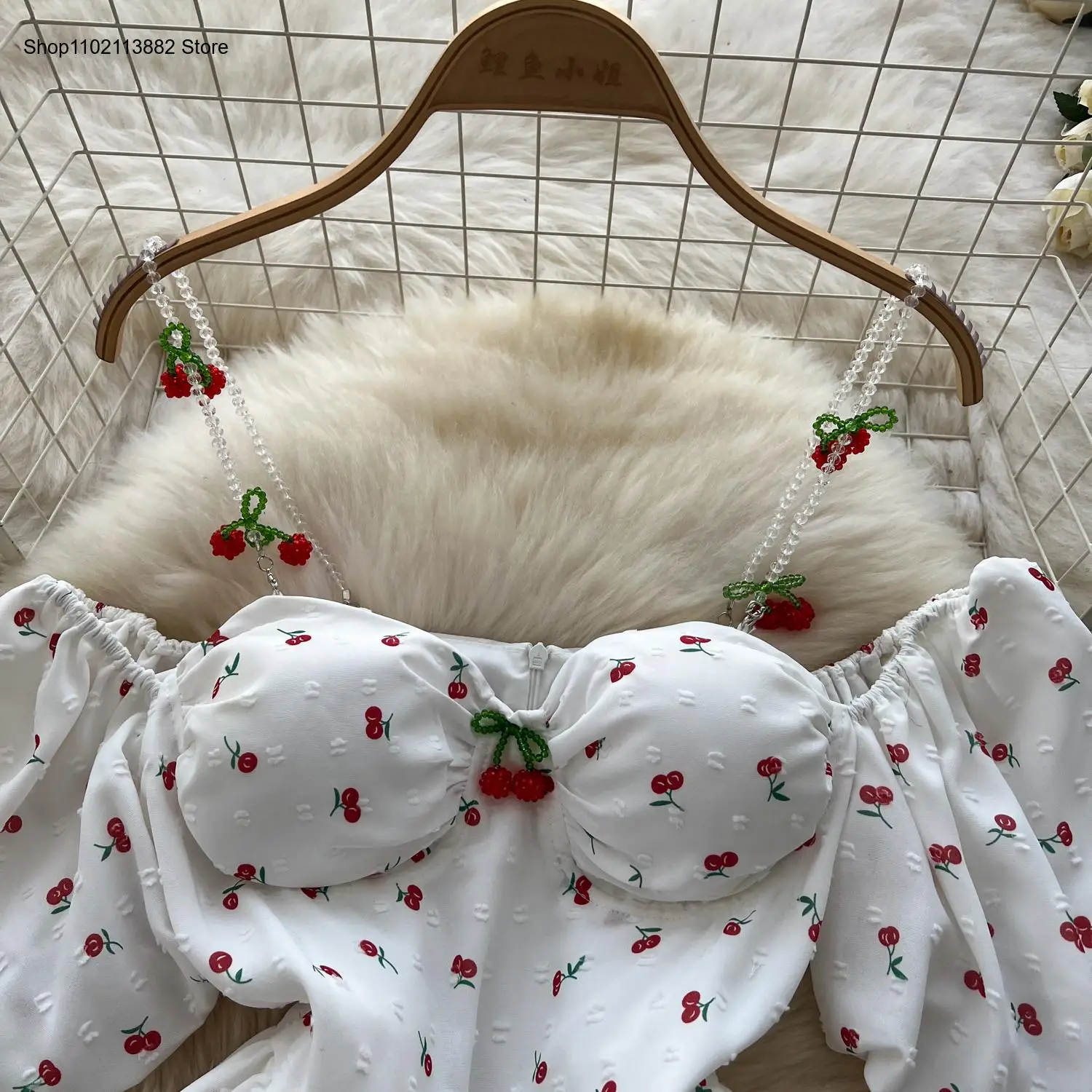 Abito dolce con stampa con man - Off Shoulder Puff Sleeve Sundress recensione e prezzo