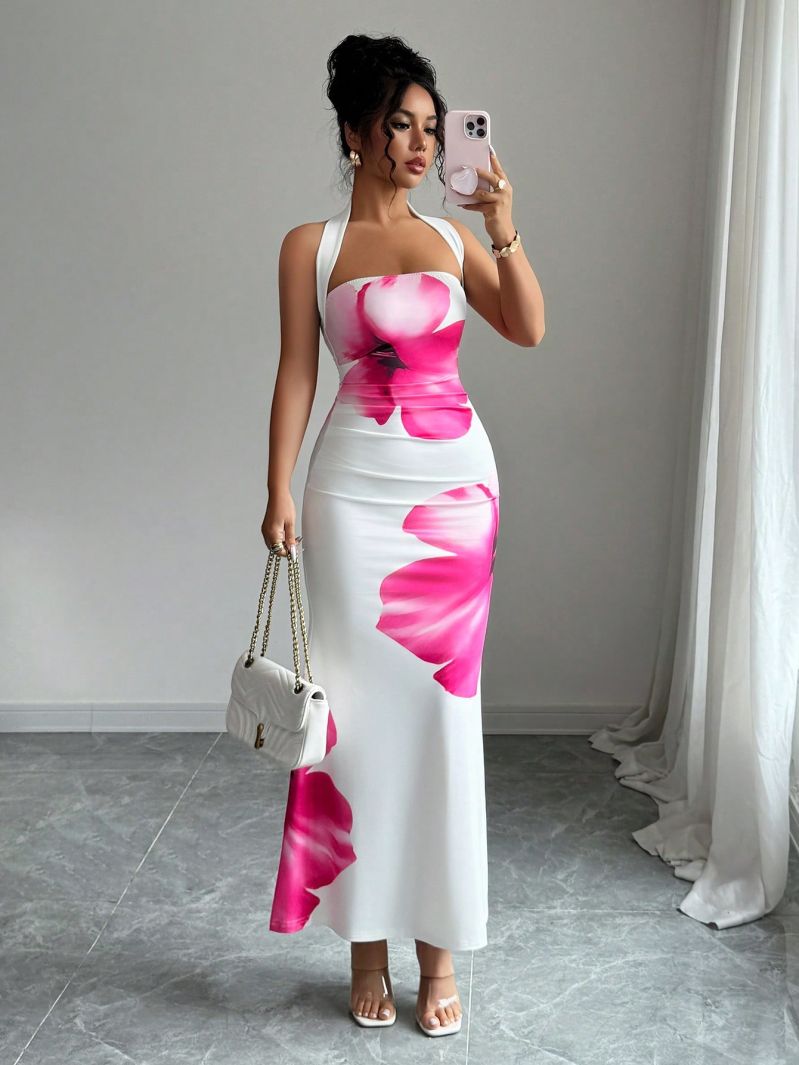 Abito Lungo Aderente con Collo - French Vintage Floral Midi Dress recensione e prezzo