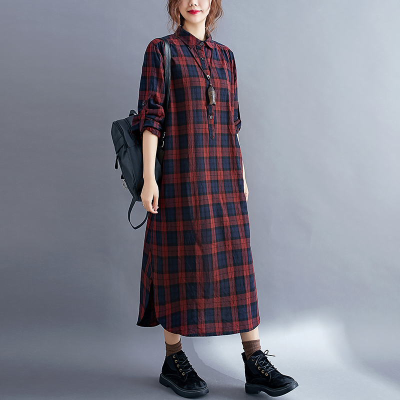 Abito a camicia a quadri casua - Korean Style A Line Shirt Dress recensione e prezzo