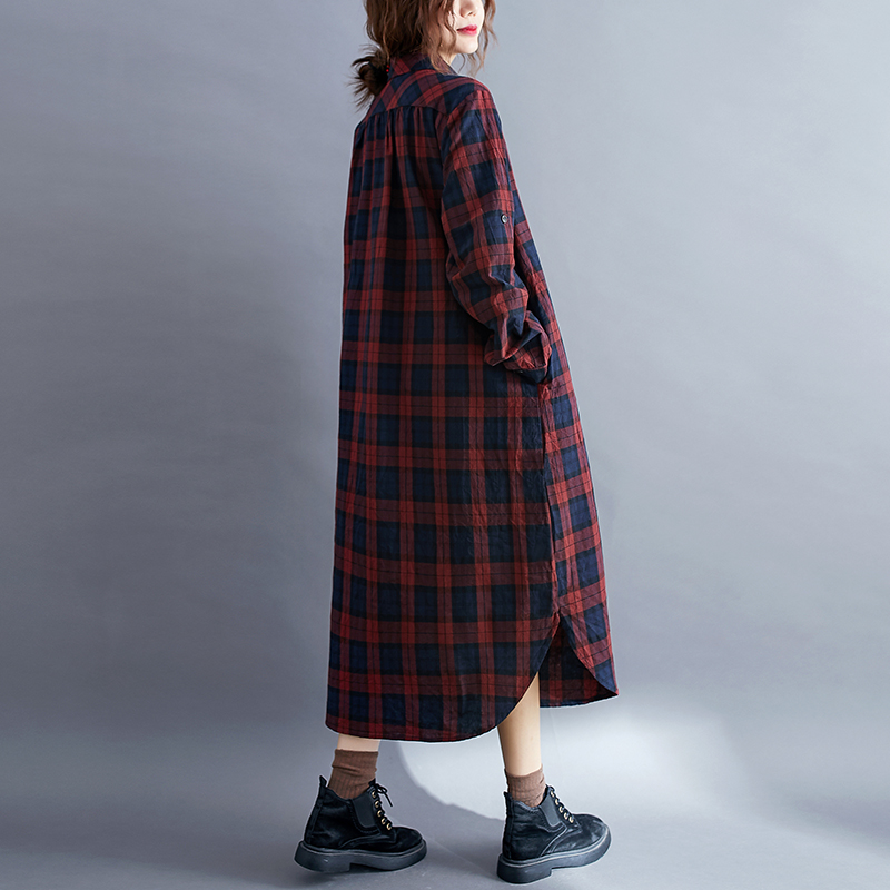 Abito a camicia a quadri casua - Korean Style A Line Shirt Dress recensione e prezzo