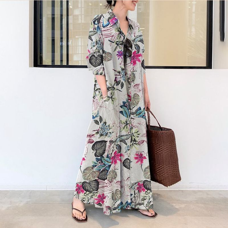 Autunno nuovo plus size casual - Casual Loose Linen Shirt Dress recensione e prezzo