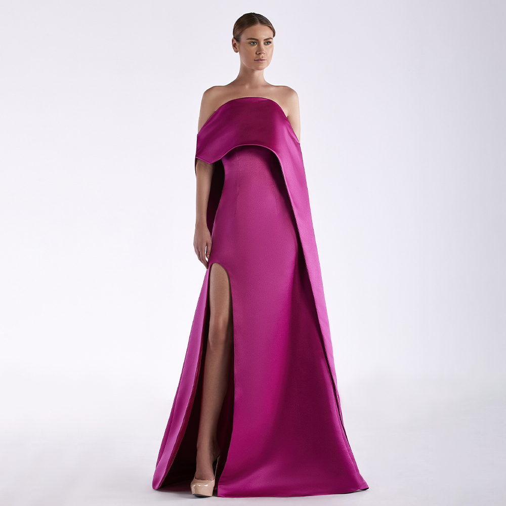Abito da sera in raso fucsia s - Elegant Satin Evening Gown Split recensione e prezzo