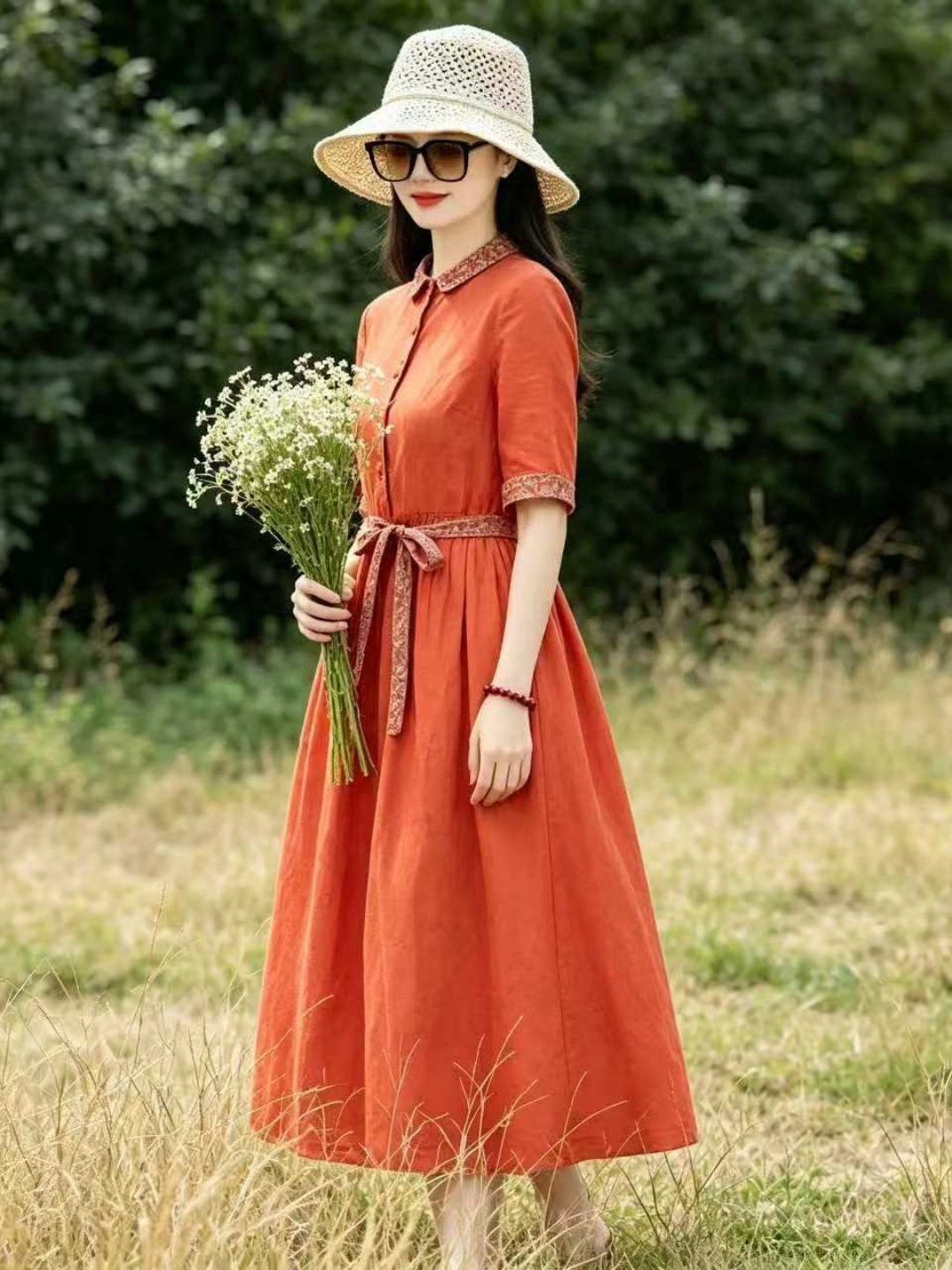 Abito a Camicia in Cotone e Li - Casual Loose Linen Shirt Dress recensione e prezzo