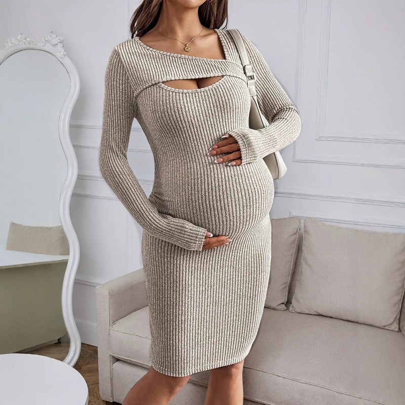 Abito Premaman a Maniche Lungh - Bodycon Long Sleeve Ribbed Dress recensione e prezzo