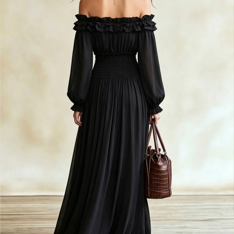 Abito lungo da donna con spall - Off Shoulder Puff Sleeve Sundress recensione e prezzo