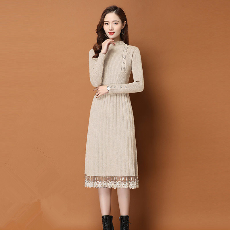 Bottoni con orlo in pizzo Donn - Bodycon Long Sleeve Ribbed Dress recensione e prezzo