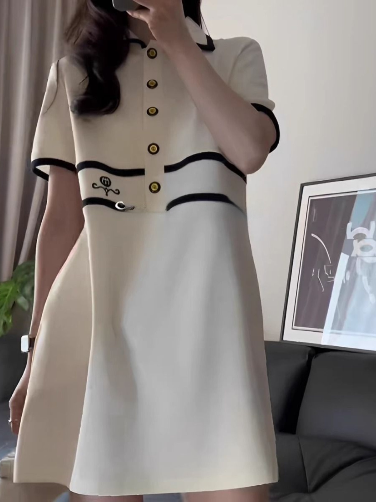 Abito a maniche corte con coll - Korean Style A Line Shirt Dress recensione e prezzo