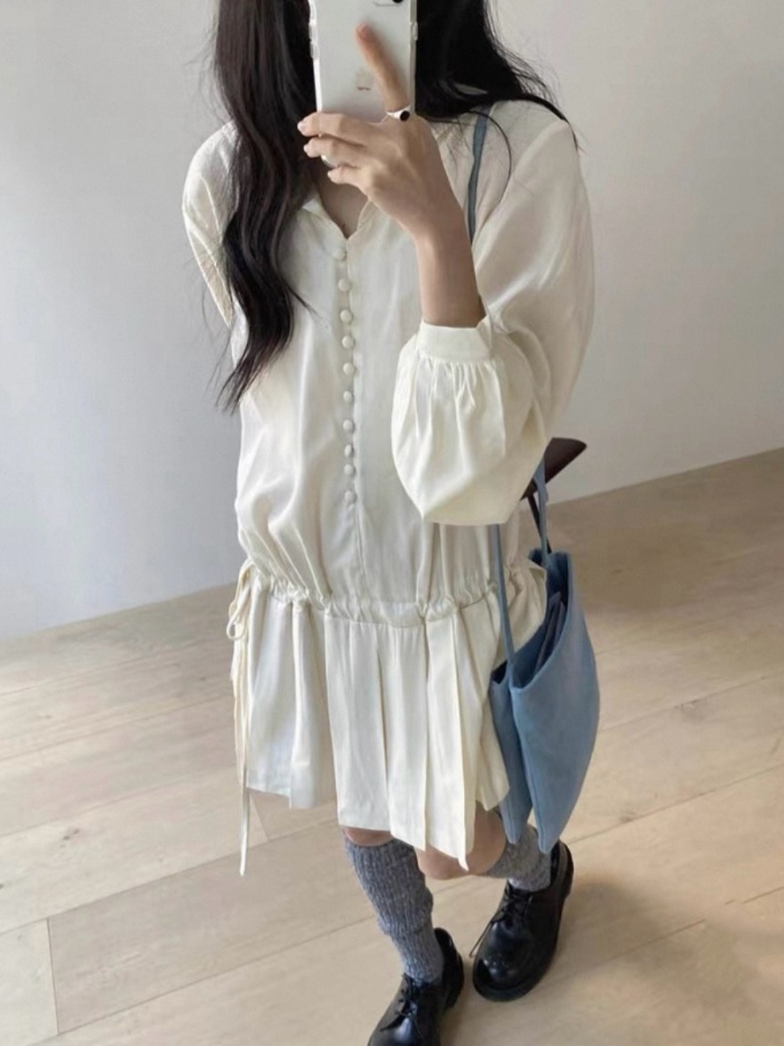Abito camicia a maniche lunghe - Korean Style A Line Shirt Dress recensione e prezzo