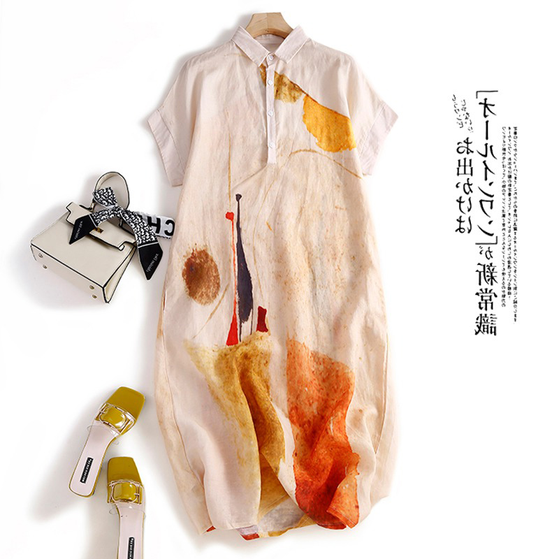 Abito Camicia Casual in Cotone - Casual Loose Linen Shirt Dress recensione e prezzo